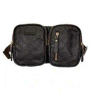 Auth GUCCI Guccissima 246417 Dark Brown Leather - Bum Bag